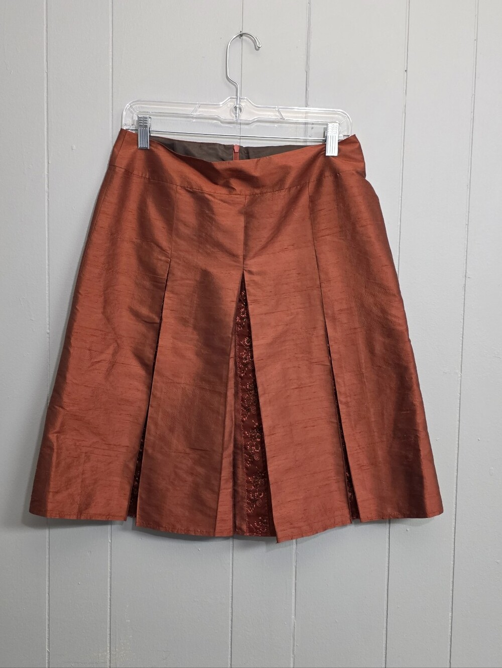 S. Oliver Women Rust Orange Crafted Silk Knee Length Skirt Size 38